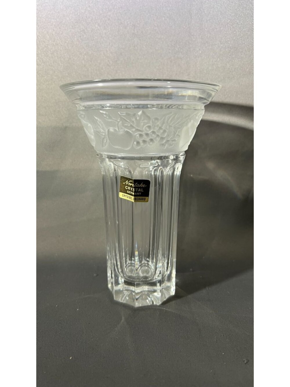 Noritake Crystal Orchard Vase Etched Frost Design Germany